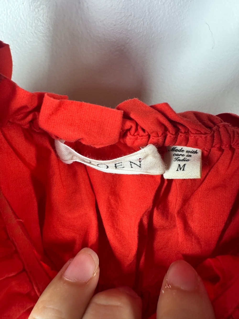Doen Marianne Dress Red Orange Ruche Dress sz M *AS IS* - Picture 10 of 15